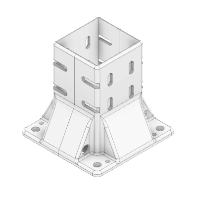 MODULAR SOLUTIONS MOUNTING FOOT 4 SIDED FOR 90 X 90 WITH STAINLESS STEEL HARDWARE FULLY ENCLOSED